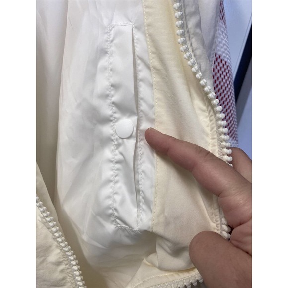 Flight Club Jacket Cream Red Foldaway Hood Spell Out On Sleeves Size Mens S EUC - Picture 4 of 12